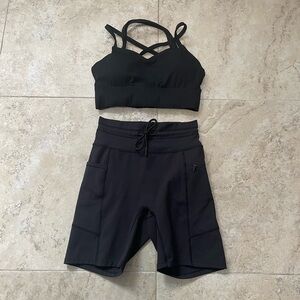 CORIO active shorts and sports bra set in black. Size X-Small